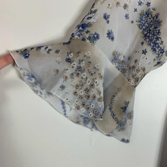 Route 66 VTG Y2K Floral Top Babydoll Belle Sleeves Sheer  Fairycore XL *READ - Picture 9 of 15